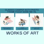 AR009 Classic Camper with photo frame  piggy bank  Metal 